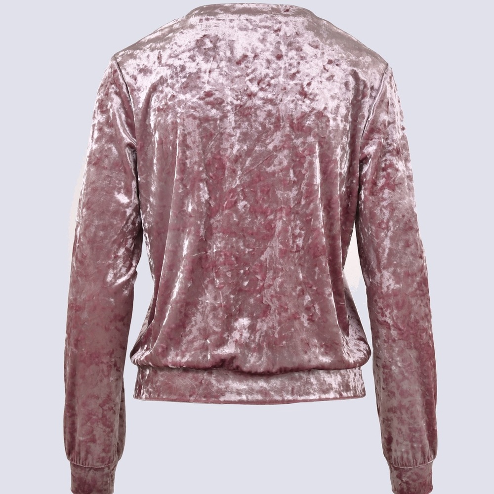 Crushed Velvet b neck pink top